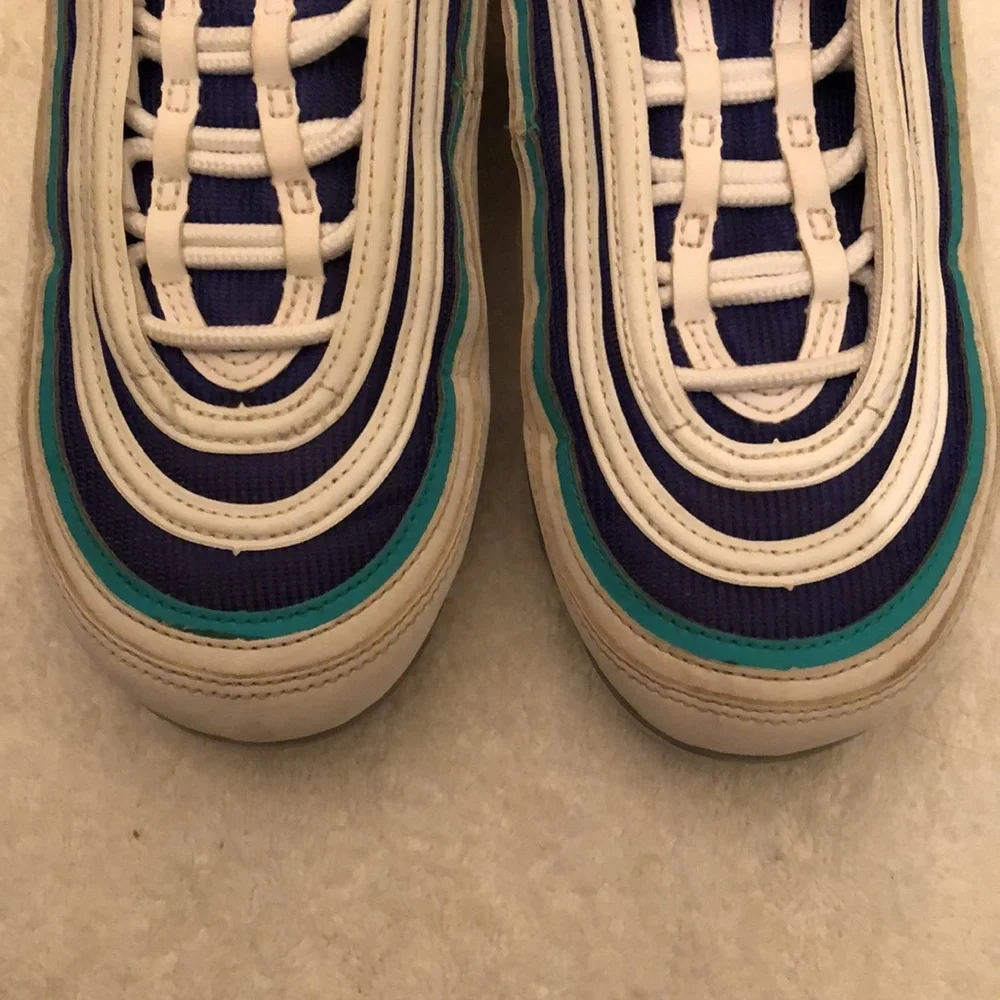 NIKE AIR VAPORMAX 97 GS WHITE INDIGO BURST RUNNING SNEAKERS MENS-BOYS SIZE 5.5Y